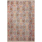 rugs modern Pembe Turuncu Temalı Çiçek ve Geometrik Desenli Kreatif Vintage Dekoratif Halı 2833, 150 x 300