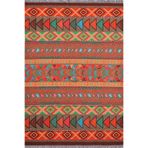 rugs modern Rustik Multy 4006 Çok Renkli Ponpon Detaylı Dokuma Kilim, 80 x 150