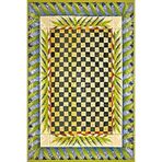 rugs modern Sarı Bordürlü Geometrik Kareli Temalı Dokuma Taban ve Yıkanabilir Halı MYTH28, 150 x 300