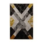 rugs modern Sarı Gri Temalı Geometrik X Desenli Kreatif Modern Dekoratif Halı 5305, 120 x 180