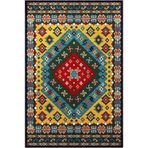 rugs modern Sarı Kırmızı Geometrik Desenli Dokuma Taban Halı 4125, 150 x 150