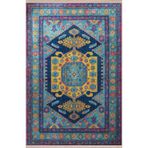 rugs modern Sarı Mavi Temalı Geleneksel Motif Etnik Desenli Vintage Dekoratif Halı 2795, 80 x 240