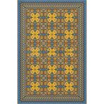 rugs modern Sarı Mavi Temalı Motifli Etnik Desenli Vintage Dekoratif Halı 4728, 100 x 200