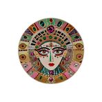 rugs modern Shape Koleksiyonu Yuvarlak Çok Renkli Mücevherli Kadın Yüzü Desenli Dokuma Taban Halı Shape70, Shape70-150150