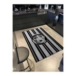 rugs modern Siyah Bej Çizgi Temalı Kadın Eksik Yüz Desenli Dokuma Taban Halı ve Yıkanabilir Halı miraface08, 100 x 250