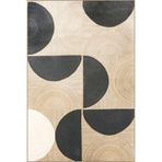 rugs modern Siyah Bej Temalı Çok Renkli Geometrik Daire Bölme Desenli Modern Dekoratif Halı 1905, 100 x 300