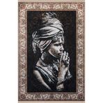rugs modern Siyah Bej Temalı Etnik Kadın Portre Desenli Kreatif Modern Dekoratif Halı 2510, 100 x 200