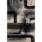 rugs modern Siyah Bej Temalı Karma Çizgili Geometrik Desenli Modern Dekoratif Halı 3997, 100 x 250