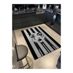 rugs modern Siyah Beyaz Çizgi Temalı Kadın Yüz ve El Desenli Dokuma Taban Halı ve Yıkanabilir Halı miraface03, 75 x 240