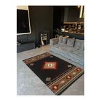 rugs modern Siyah Etnik Desenli Dokuma Taban Dijital Baskılı Halı Mira 1410, 80 x 240