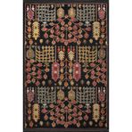 rugs modern Siyah Temalı Çok Renkli Çiçek Motifli Etnik Desenli Kreatif Vintage Dekoratif Halı 2771, 140 x 200