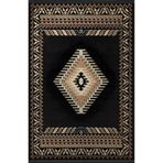 rugs modern Siyah Temalı Etnik Geleneksel Motif Desenli Saçaklı Vintage Dekoratif Halı 3072, 80 x 240
