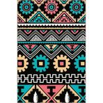 rugs modern Siyah Turkuaz Temalı Motifli Etnik Desenli Vintage Dekoratif Halı 3806, 75 x 200