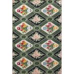 rugs modern Siyah Yeşil Temalı Etnik Motifli Çiçek Desenli Vintage Dekoratif Halı 3319, 80 x 200