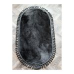 rugs modern Smoth Oval Antrasit Gri Leke Tutmaz Yıkanabilir Kaymaz Taban Saçaklı Püsküllü Peluş Halı, 100 x 300