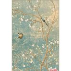 rugs modern Su Mavisi ve Bej Temalı Ağaç Dalı Çiçek ve Kuş Figürü Desenli Modern Dekoratif Halı 4853, 70 x 120