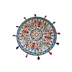 rugs modern Suzani Blue 601 Etnik Ve Çini Desen Yuvarlak Püsküllü Halı, 150 x 150