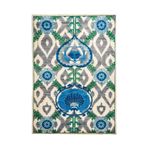 rugs modern Suzani Etnik Çok Renkli İkat Desen Yeşil Turkuaz Dekoratif Halı 1709, 100 x 150