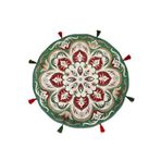 rugs modern Suzani Green 600 Etnik Ve Çini Desen Yuvarlak Püsküllü Halı, 100 x 100