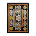 rugs modern Suzani Siyah Etnik Papatya figürlü Çok Renkli Desenli Dekoratif Halı 1711, 80 x 300