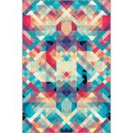 rugs modern Turkuaz Temalı Çok Renkli Geometrik Şekil Desenli Modern Dekoratif Halı 4709, 75 x 300