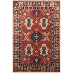 rugs modern Turuncu Mavi Temalı Etnik Çiçek Geleneksel Motif Desenli Vintage Dekoratif Halı 2666, 150 x 300