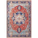 rugs modern Turuncu Mavi Temalı Geleneksel Motif Etnik Çiçek Desenli Kreatif Vintage Dekoratif Halı 2416, 80 x 240