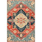 rugs modern Turuncu Mavi Temalı Geleneksel Motif Etnik Desenli Vintage Dekoratif Halı 3809, 75 x 300