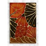 rugs modern Turuncu Siyah Temalı Floral Çiçek Yaprakları Desenli Modern Dekoratif Halı 5309, 75 x 240