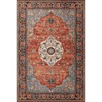 rugs modern Turuncu Temalı Çok Renkli Geleneksel Motif Desenli Saçaklı Vintage Dekoratif Halı 3929, 75 x 240