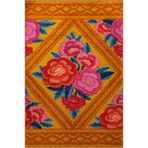 rugs modern Turuncu Temalı Kırmızı Pembe Gül Desenli Modern Dekoratif Halı 2329, 80 x 240