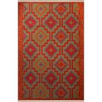 rugs modern Turuncu Temalı Motifli Geometrik Desenli Saçaklı Vintage Dekoratif Halı 3093, 100 x 200