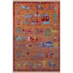 rugs modern Turuncu Temalı Motifli Kervan At Desenli Kreatif Vintage Dekoratif Halı 2883, 150 x 300