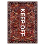 rugs modern Vintage Bordo Keep Off Yazılı Çok Renkli Dokuma Taban Dekoratif Halı 1732, 80 x 240