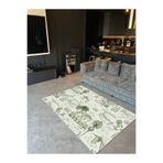 rugs modern Yeşil Bej El Çizim Vintage Tema Dijital Baskı Dekoratif Dokuma Taban Halı Mira 1289, 100 x 250
