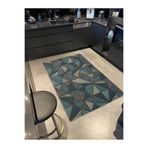 rugs modern Yeşil Krem Geometrik Desenli Dokuma Taban Halı Miravip338, 150 x 150