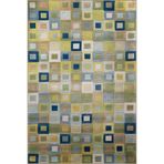 rugs modern Yeşil Mavi Ton Çok Renkli Geometrik İç İçe Kare Desenli Kreatif Modern Dekoratif Halı 2052, 100 x 300