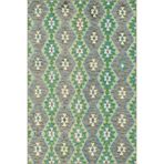 rugs modern Yeşil ve Gri Temalı Motifli Geometrik Desenli Vintage Dekoratif Halı 5206, 100 x 150
