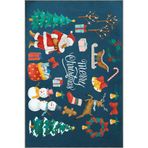 rugs modern Yılbaşı Temalı Çok Renkli Karma Noel Baba Süs Kardan Adam Desenli Modern Dekoratif Halı 2238, 155 x 230