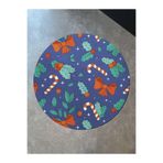 rugs modern Yılbaşı Temalı Çok Renkli Karma Süs Çiçek Desenli Modern Dokuma Taban Yuvarlak Dekoratif Halı 2259, 150 x 150