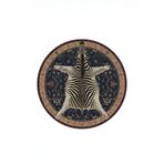 rugs modern Yuvarlak Lacivert Etnik Zebra Desenli Dokuma Taban Dekoratif Halı, 100 x 100