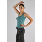 Rugu Minimalist Kare Yaka Kolsuz Crop Bluz - Günlük Şıklık