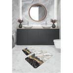 Rugviva Dijital Banyo Halısı Klozet Takımı 2'Li Paspas Seti Bs305 60X90Cm + 60X60Cm, Gri, Tek Ebat