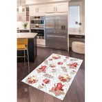 Rugviva Dijital Baskı Kaymaz Taban Makinede Yıkanabilen Mutfak Halısı Ar389, Beyaz, 100 X 200