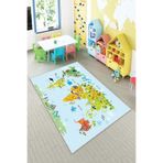 Rugviva Kaymaz Tabanlı Halı Çocuk Kd81 Dünya Haritası, Dunya Haritasi, 100 X 180