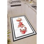 Rugviva Kaymaz Tabanlı Makinede Yıkanabilir Modern Mutfak Halısı Ar341, Beyaz, 100 X 200
