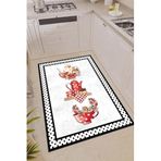 Rugviva Kaymaz Tabanlı Makinede Yıkanabilir Modern Mutfak Halısı Ar341, Beyaz, 80 X 120