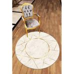 Rugviva Kaymaz Tabanlı Makinede Yıkanabilir Prizma Yuvarlak Halı Ar396, Bej, 120 X 120