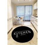 Rugviva Kaymaz Tabanlı Makinede Yıkanan Yuvarlak Mutfak Halısı Ar428, Siyah-Daire, 80 X 80