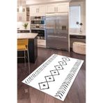 Rugviva Kaymaz Tabanlı Makinede Yıkanır Modern Mutfak Halısı Morocco Ar358, Beyaz, 100 X 160